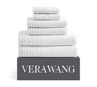 Vera Wang Asciugamani da bagno, altamente assorbenti e super morbidi, certificati Oeko-Tex (bianco con pieghe scolpite, 6 pezzi)