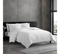 Vera Wang Biancheria da letto di lusso con federe abbinate, ideale per tutte le stagioni, in cotone, trama increspata, colore bianco, matrimoniale
