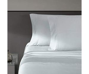 Vera Wang Lussuoso set di biancheria da letto king size in raso di cotone morbido e liscio a 320 fili, bella decorazione per la casa, colore: blu pallido