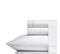 Vera Wang - Queen Sheets, Cotton Percale Bedding Set, Crisp & Cool Room Essentials (White/Charcoal, Queen)
