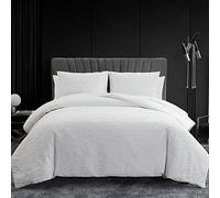 Vera Wang - Set copripiumino king size, biancheria da letto di lusso con chiusura a bottone, include federe coordinate (bianco increspato astratto, king size)