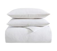 Vera Wang - Set copripiumino king size, biancheria da letto in cotone di lusso con chiusura a bottone, include federe coordinate (pieghe strutturate bianche, king size)