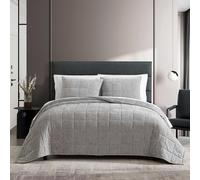 Vera Wang - Set copripiumino king size, super morbido, con federe abbinate, elementi essenziali per la camera moderna (scatola in ciniglia grigio argento massiccio, king size)