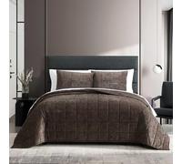 Vera Wang Set copripiumino leggero con federe abbinate, decorazione per la casa super morbida e accogliente, certificato Oeko-Tex, scatola in ciniglia tinta unita marrone cioccolato, queen size