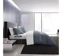 Vera Wang - Set copripiumino queen size, biancheria da letto in cotone di lusso con chiusura a bottone, include federe abbinate (cialda pique blu notte, regina)