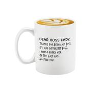 Veracco Dear Boss Lady Thanks For Being My Boss If I Had Different Boss I would Punch Him In The Face And Go Find You - Tazza da caffè in ceramica bianca - Divertente regalo di compleanno (bianco)