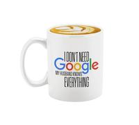 Veracco Tazza da caffè in ceramica con scritta "I Don't Need My Husband Knows Everything", regalo divertente (bianca, ceramica)