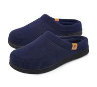VeraCosy Pantofole a mocassino da uomo in velluto a coste memory foam scarpe da casa,Blu Marino Scuro,46-47 EU