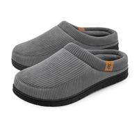 VeraCosy Pantofole a mocassino da uomo in velluto a coste memory foam scarpe da casa,Grigio Freddo,42-43 EU