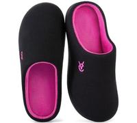 VeraCosy Pantofole da donna morbide e confortevoli in memory foam bicolore e antiscivolo Fucsia Nero, 42-43 EU