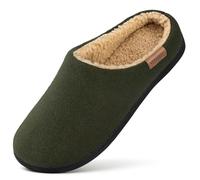 VeraCosy Pantofole da uomo Fuzzy Slip-on calde e comode in memory foam antiscivolo per interni, Verde oliva scuro, 42/43 EU