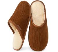 VeraCosy Pantofole da uomo in velluto a coste con fodera in finto shearling Castagno,44-45 EU
