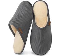 VeraCosy Pantofole da uomo in velluto a coste con fodera in finto shearling Grigio chiaro,44-45 EU