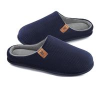 VeraCosy Uomo Accogliente Pantofole a coste in Memory Foam Scarpe da Casa Indoor Blu marino,42-43 EU
