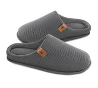 VeraCosy Uomo Accogliente Pantofole a coste in Memory Foam Scarpe da Casa Indoor Grigio freddo,42-43 EU