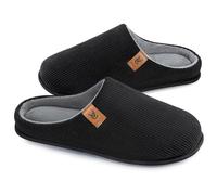 VeraCosy Uomo Accogliente Pantofole a coste in Memory Foam Scarpe da Casa Indoor Negro oscuro,44-45 EU