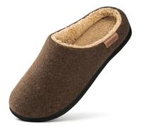 VeraCosy Uomo Lana finta Memory Schiuma Pantofole antiscivolo per interni Terreno Marrone,42-43 EU