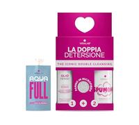 Veralab Kit Doppia Detersione, Olio Denso 80ml + Spumone 100ml + Panno in Microfibra per Detersione e Microesfoliazione, Travel-Friendly