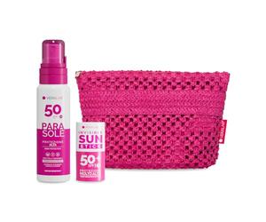 Veralab Kit Solari Protezione Completa, Invisible Sun Stick Solare SPF50 + Parasole SPF50 100ml + Pochette Mare - Kit Esclusiva Amazon