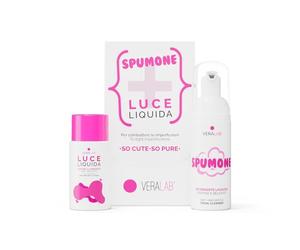 Veralab So Cute So Pure Kit Doppia Detersione Viso, Spumone Travel 50ml + Luce Liquida Travel 50ml