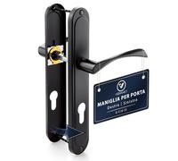 VERAMET Maniglia Porta Esterna Nera Ingresso Opaco Placca Copertura Lunga Interasse 72mm Forma L Quadrato Piastra Ferramenta Alluminio Acciaio Profilo 40-62mm Sinistra Destra Cilindro -K-517-72 P2
