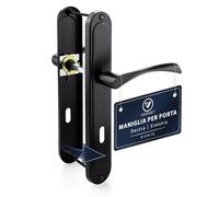 VERAMET Maniglia Porta Interna Nera Porte Interne Opaco Placca Copertura Lunga Interasse 72mm Forma L Quadrato Piastra Ferramenta Alluminio Acciaio Profilo 40-62mm Sinistra Destra Chiave -K-516-72 P2
