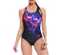Veranobreeze Donna Atletica Stampa One Piece Costumi da Bagno Allenamento Costumi da Bagno Racerback Costume da Bagno competitivo per Le Donne(DN, EU40)