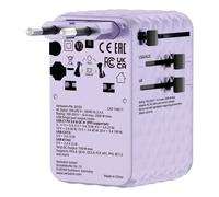 Verbatim GaN - Adattatore da viaggio 100 W, colore viola, con cavo integrato e 2 x USB-C, 2 x USB-A, 2 x connettori USA/JP, caricatore rapido universale per laptop, smartphone e altro ancora
