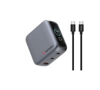 Verbatim Mini GaN Charger 100 W con display, 3 porte USB-C caricabatterie, adattatore di alimentazione 2 USB-C e 1 USB-A, caricatore rapido multiplo per MacBook, laptop, iPad, iPhone 17, Samsung EU
