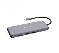 Verbatim 32153 USB-C Hub, Multiport Pro 13 Port, 6x USB-A, 2x USB-C, 2x HDMI, DP, RJ45, 3.5mm Jack audio, grigio