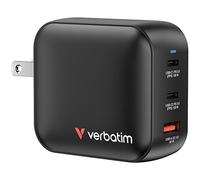 Verbatim 32230, Mini GaN caricabatterie da rete 2 x USB-CR PD 100W a 1 x USB-A QC 3.0, grigio, 100 W, forcelle intercambiabili C,G,A