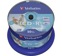 Verbatim CD-R AZO Wide Inkjet Printable no ID 700 MB 52x 50 pz