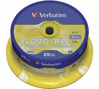 Verbatim 43489 DVD+RW, 4.7 Gb, 4x, Spindle, 25 Pezzi 25 Pack Spindl (Video Game)