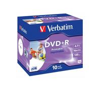 Verbatim DVD+R Wide Inkjet Printable ID Brand 4.7GB 16x Confezione da 10 Jewel Case Branded - 43508