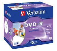 Verbatim DVD+R Wide Inkjet Printable ID Brand 4.7GB 16x Confezione da 10 Jewel Case Branded - 43508