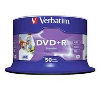 Verbatim 50 DVD+R Wide Inkjet Printable No ID Brand 16x 4,7GB cake AZO Box 43512
