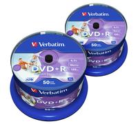VERBATIM 43512 DVD+R Wide inkjet printable 4,7GB AZO 16X Cake Box - 50x2 pz