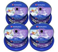 VERBATIM 43512 DVD+R Wide inkjet printable 4,7GB AZO 16X Cake Box - 50x4 pz