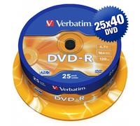 VERBATIM 43522 DVD-R AZO Matt Silver 4,7GB 16X cake box - 25x40 pz