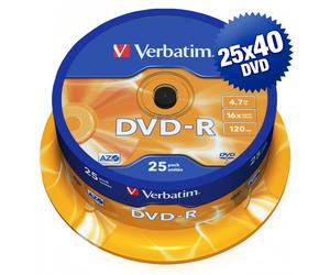 VERBATIM 43522 DVD-R AZO Matt Silver 4,7GB 16X cake box - 25x40 pz
