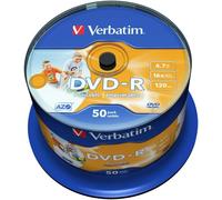 50 DVD-R Verbatim PRINTABLE No ID Print STAMPABILI 4,7GB 16x Cake Box 43533