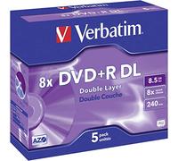 Verbatim 5 DVD+R DL Double Layer 8,5Gb 8X Matt Silver AZO in jewel case - 43541