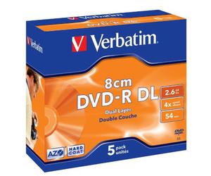 VERBATIM 43631 DVD-R 8cm Dual Layer Matt Silver 5 Pack Jewel Case