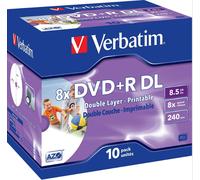 Verbatim 43665 DVD+R Double Layer printable Jewel Case 10 pz