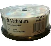 VERBATIM 43686 DVD+R Double Layer Pearl White CAKE 25 PZ