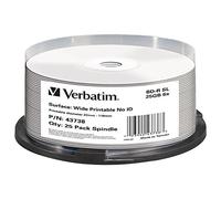 Verbatim 25 Blu Ray BD-R SL 25GB 6X Wide Inkjet Printable NO-ID Hard Coat Surface - 43738