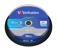 Verbatim 10 BD-R SL 25GB 6X BD-R Blu Ray White-Blu in Cake - 43742