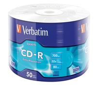 50 CD-R Verbatim Extra Protection 700MB 52X 80Min Spindle Wrap 43787