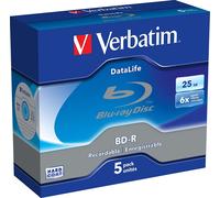 VERBATIM 43836 - BD-R Datalife, 25 GB, 6x, 5 pz Jewel Case