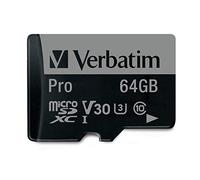 Verbatim 47042 UHS-I U3 Pro Flash Card MicroSD XC I, 64GB, Class 10, Nero